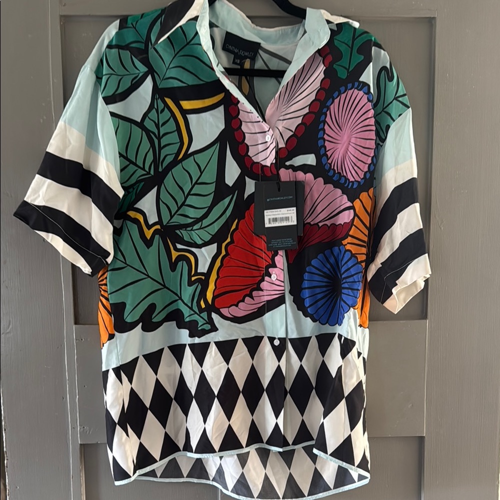 Cynthia Rowley Colorful Patterned Button-Up Shirt